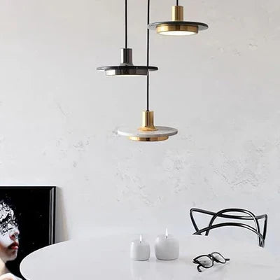 Modern Hanging Lamp with Marble Style Detail