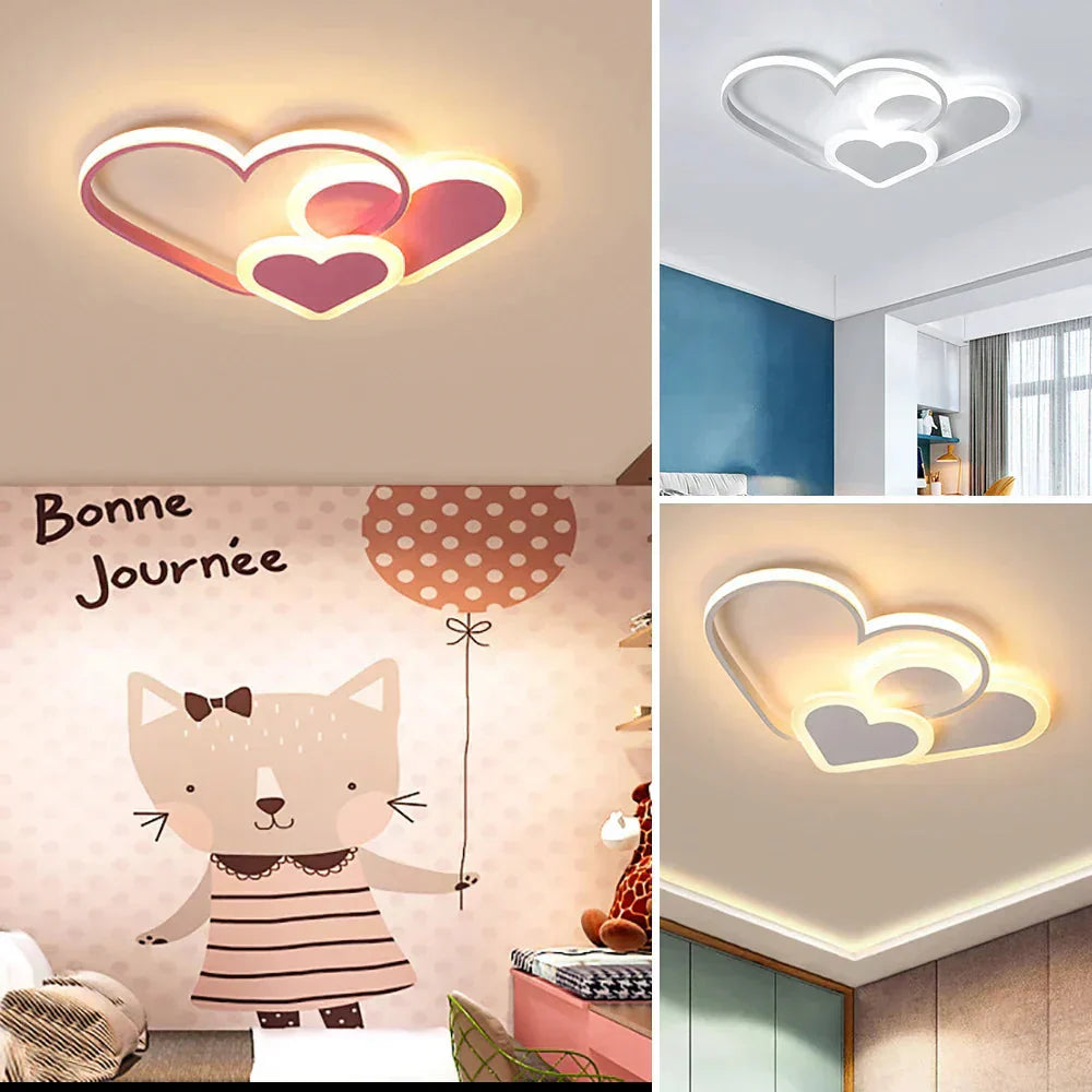 Modern LED Ceiling Lamp in the Shape of Hearts for Children's Room