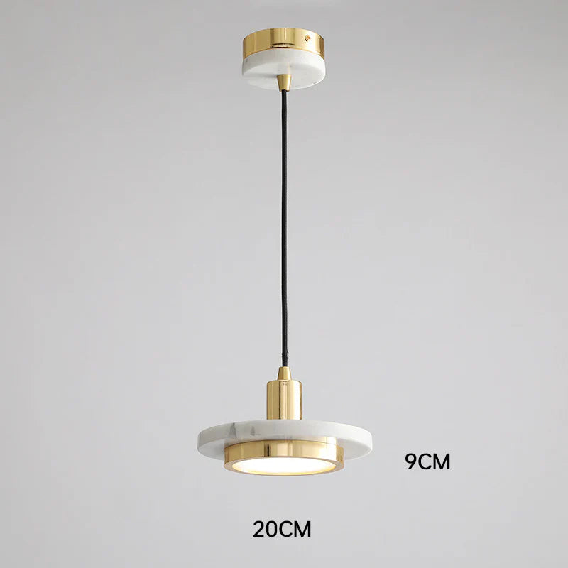 Modern Hanging Lamp with Marble Style Detail