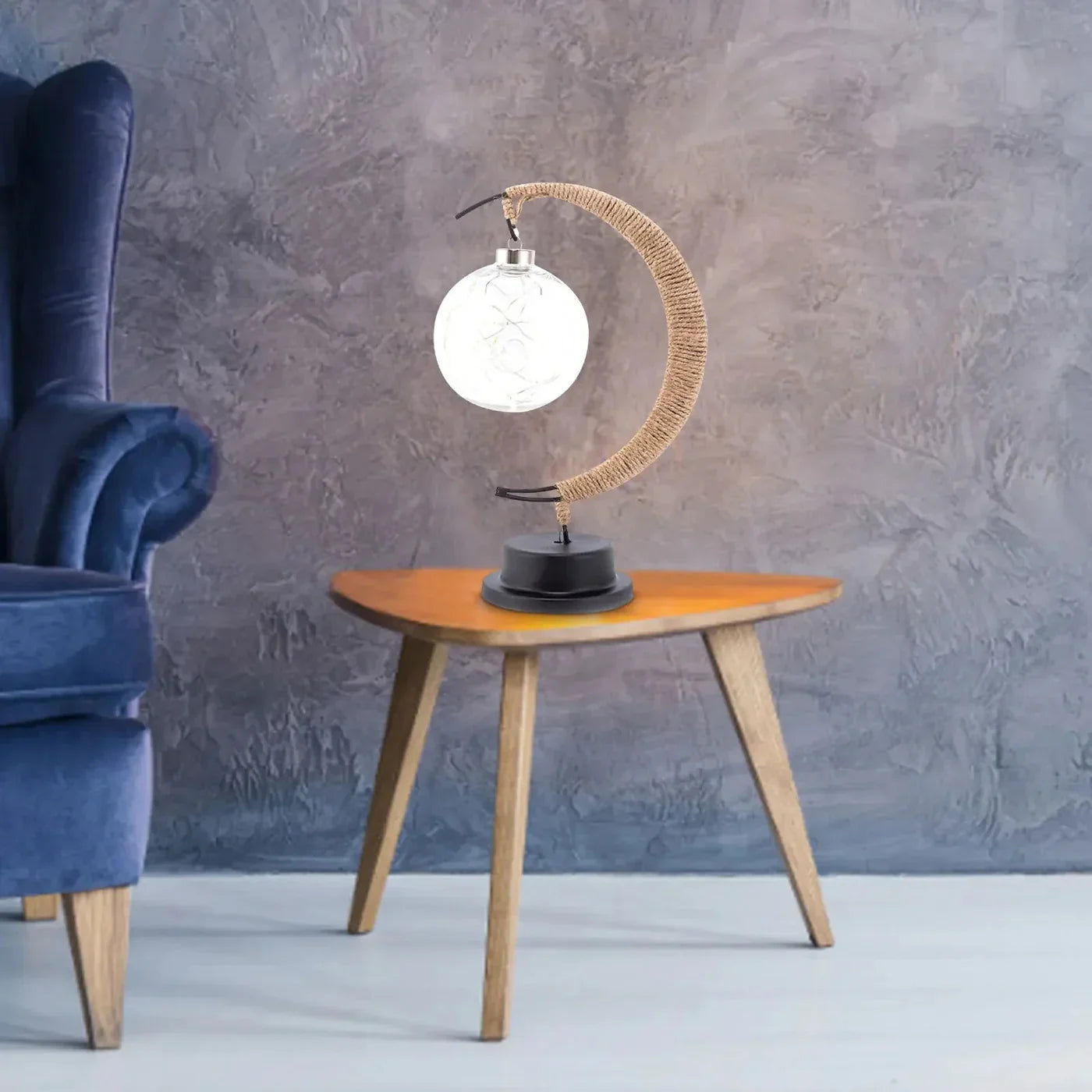 LED Table Lamp with Sphere and Crescent Moon
