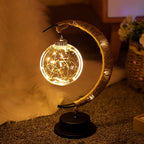LED Table Lamp with Sphere and Crescent Moon