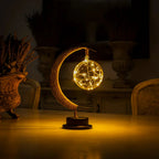 LED Table Lamp with Sphere and Crescent Moon