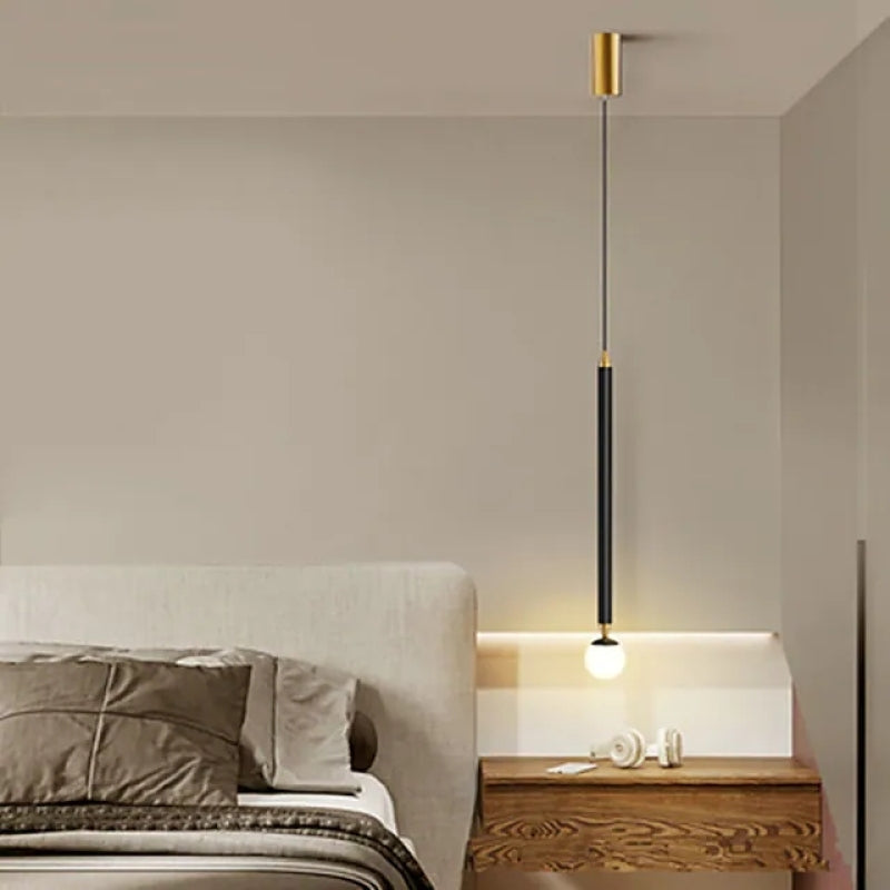 Auri Linear Metal Pendant Light Bedside, Black & Gold
