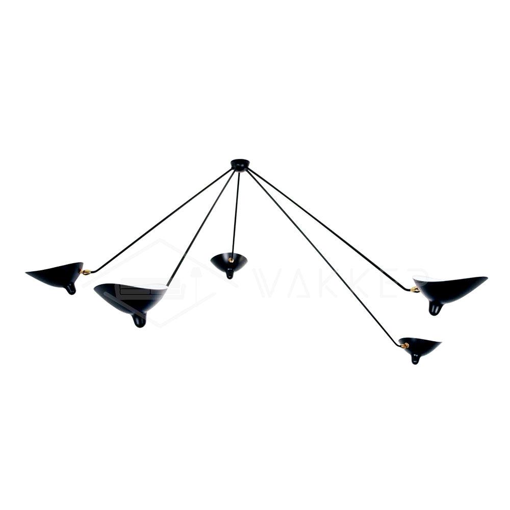 Solara Three-Arm Black Sculptural Ceiling Light