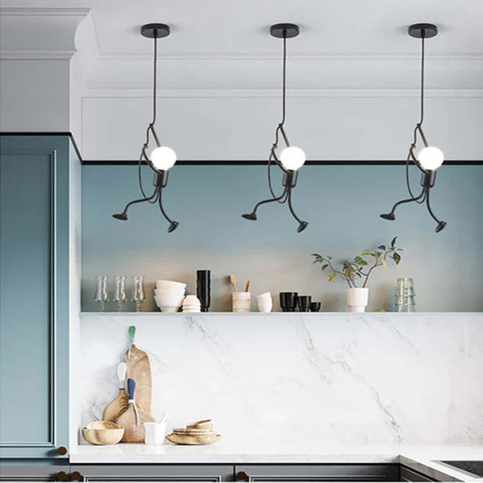 Hanging Lamp with a Climbing Figure Motif