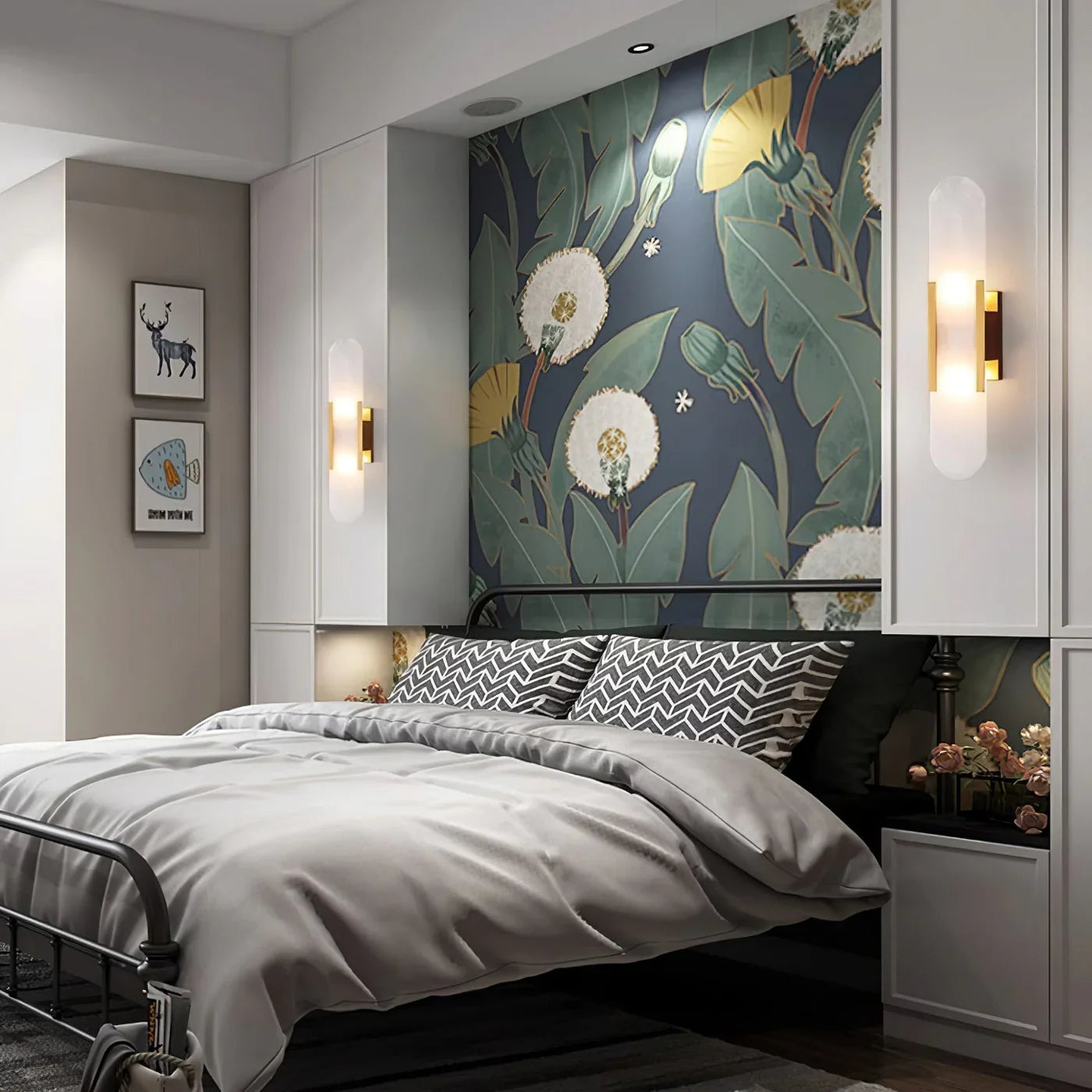 Modern Marble Wall Sconce with Gold Details – Luxury Lighting