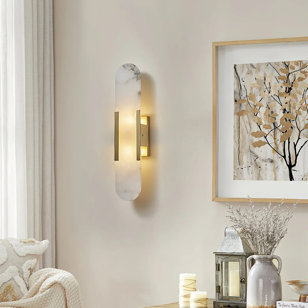 Modern Marble Wall Sconce with Gold Details – Luxury Lighting