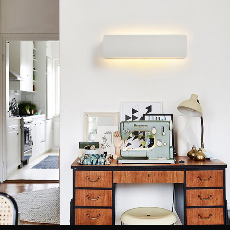 Modern Rectangular Wall Sconce, Metal, White, Garden