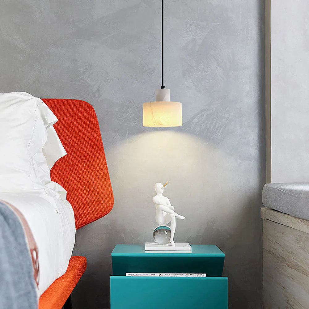 Hanging Lamp with Marble Shade – Minimalist Elegance