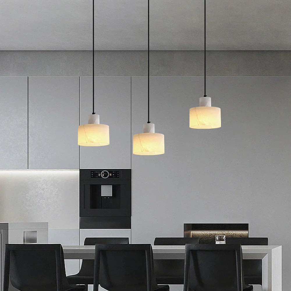 Hanging Lamp with Marble Shade – Minimalist Elegance