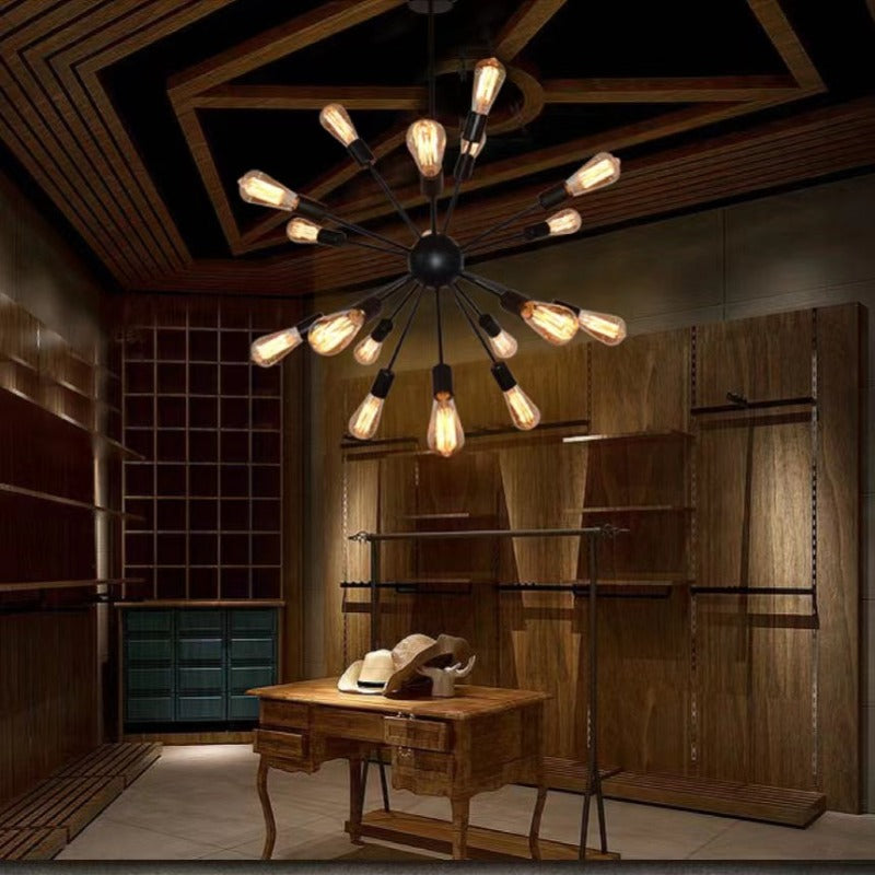 Austin Industrial Chandelier Black Restaurant Dining Room Metal