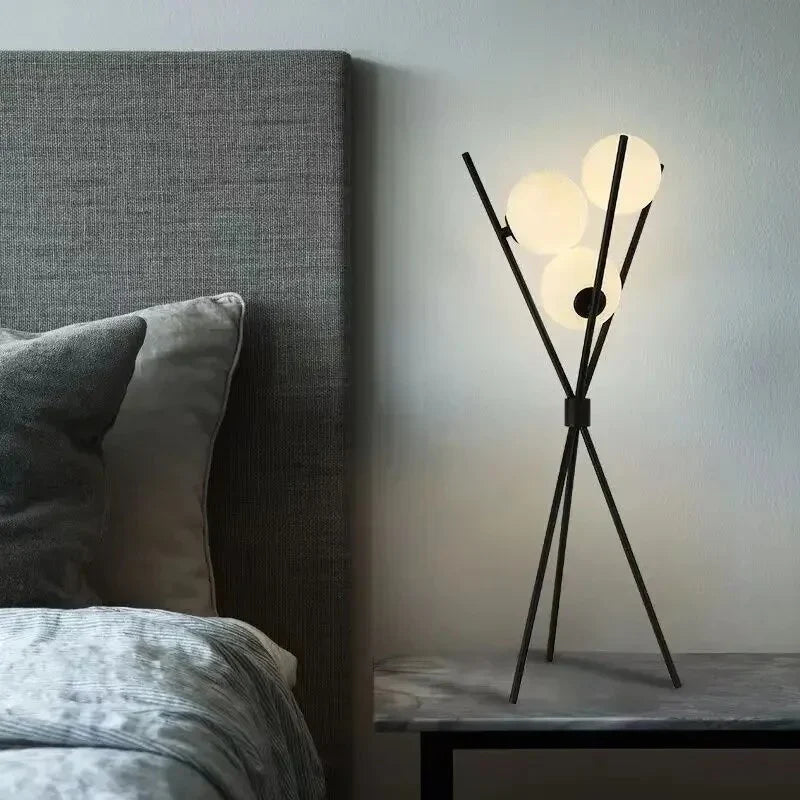 Designer LED Floor Lamp with Moon-Shaped Shades – Table and Floor Lamp on Tripod