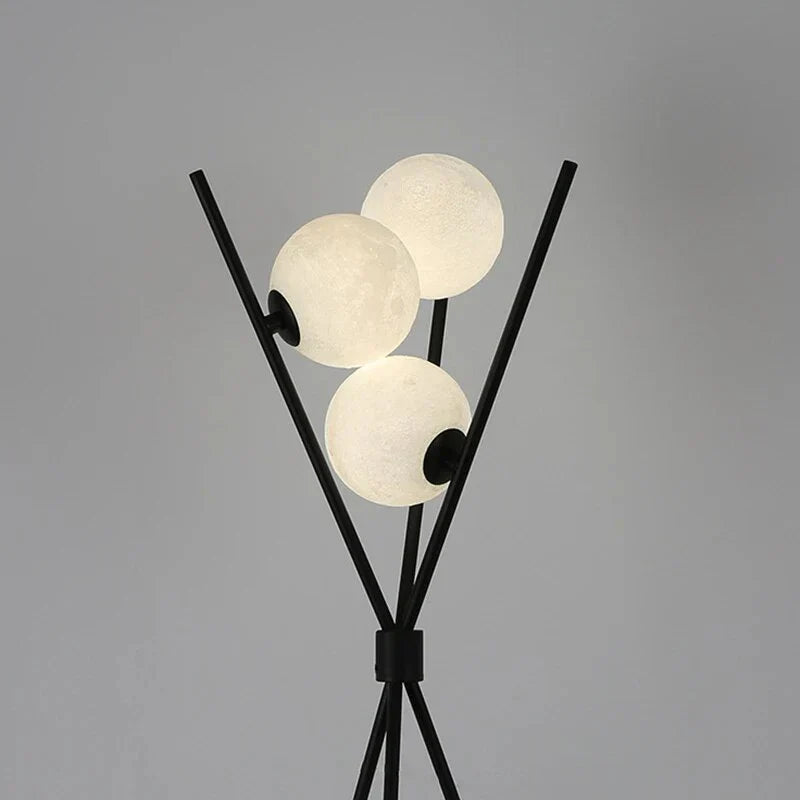 Designer LED Floor Lamp with Moon-Shaped Shades – Table and Floor Lamp on Tripod