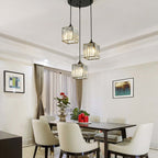 Vina Modern Cluster Cylinder Glass Pendant Light, Black/Gold