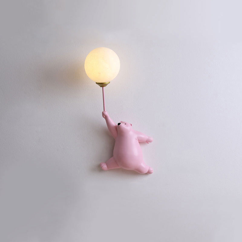 Bear Balloon Wall Sconce Modern Animal Bear Balloon. White/Blue/Pink. Living Room