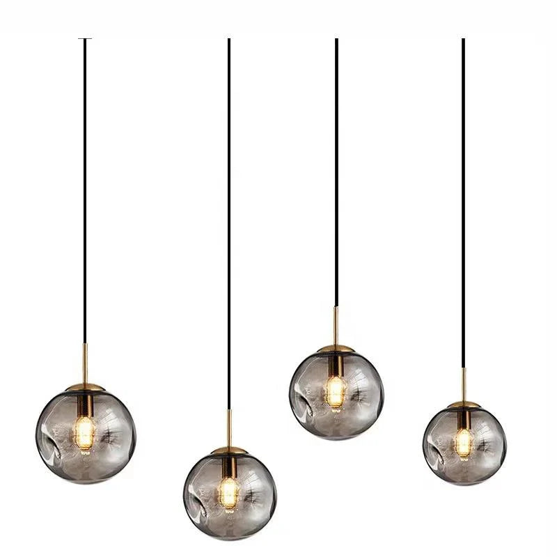 Designer Hanging Lamp with Spherical Glass Shade