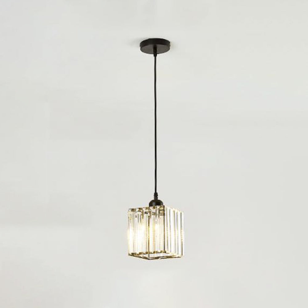 Vina Modern Cluster Cylinder Glass Pendant Light, Black/Gold