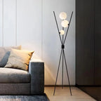 Designer LED Floor Lamp with Moon-Shaped Shades – Table and Floor Lamp on Tripod