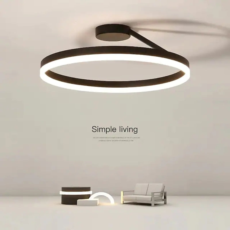 Solen Modern Circle Flush Mount Ceiling Light, Black & White