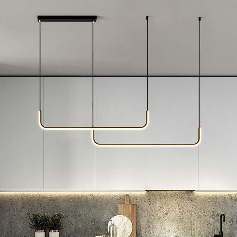 Clen Minimalist Linear Suspension Gold/Black. Living Room