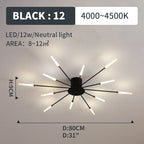 Wesley Flush-Mount Ceiling Light Fireworks, Black/Gold