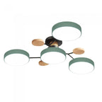 Modern LED Multi-Arm Ceiling Lamp – Minimalist Design with Wooden Accents