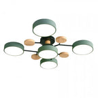 Modern LED Multi-Arm Ceiling Lamp – Minimalist Design with Wooden Accents