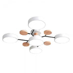 Modern LED Multi-Arm Ceiling Lamp – Minimalist Design with Wooden Accents