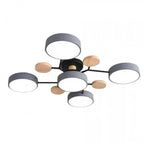 Modern LED Multi-Arm Ceiling Lamp – Minimalist Design with Wooden Accents