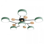 Modern LED Multi-Arm Ceiling Lamp – Minimalist Design with Wooden Accents