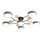 Modern LED Multi-Arm Ceiling Lamp – Minimalist Design with Wooden Accents