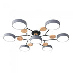 Modern LED Multi-Arm Ceiling Lamp – Minimalist Design with Wooden Accents