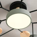 Modern LED Multi-Arm Ceiling Lamp – Minimalist Design with Wooden Accents
