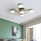 Modern LED Multi-Arm Ceiling Lamp – Minimalist Design with Wooden Accents