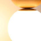 Modern ceiling lamp in Japanese style with a wooden base – minimalist sphere