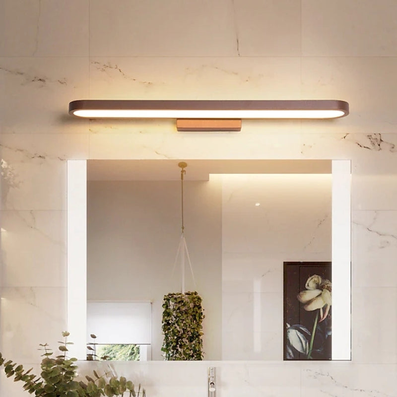 Luxa Modern Metal Wall Lamp Mirror Front, Curved, Black/Coffee