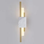 Drena Modern Linear Wall Sconce Marble. White/Green/Gold. Living Room