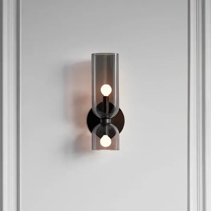 Elegant wall sconce with smoky glass and gold finish – double light source