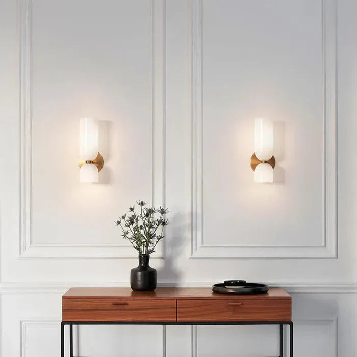 Elegant wall sconce with smoky glass and gold finish – double light source