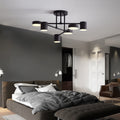 Quor LED Flush Ceiling Light, Black/White/Gold 6 Head