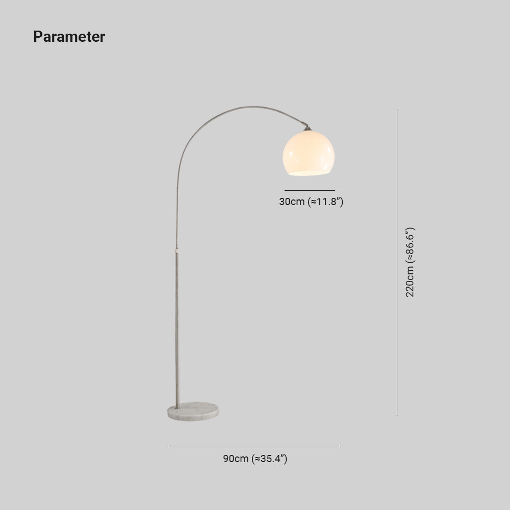 Mira Modern Dome Floor Lamp Metal/Marble/Acrylic White/Orange Living Room