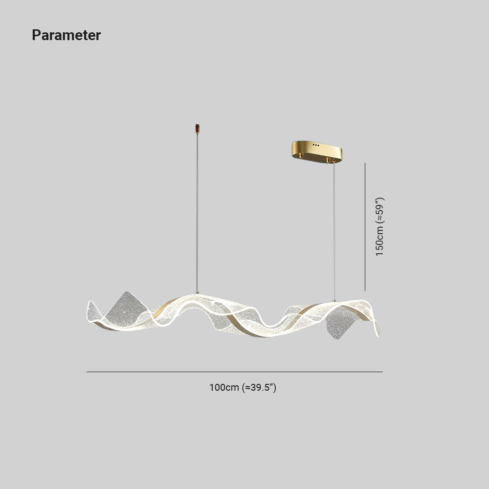 Yela Modern Wave Suspension Fixtures Metal/Acrylic White/Gold Living Room