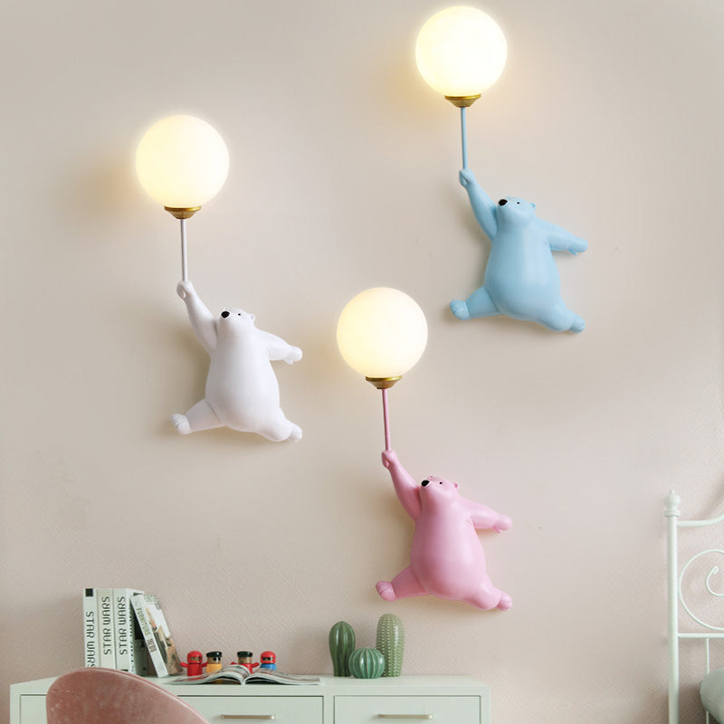 Bear Balloon Wall Sconce Modern Animal Bear Balloon. White/Blue/Pink. Living Room
