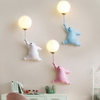 Bear Balloon Wall Sconce Modern Animal Bear Balloon. White/Blue/Pink. Living Room
