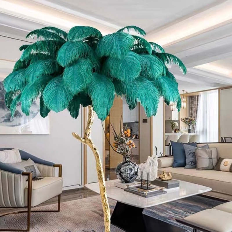 Luxury Feather/Colored Metal Floor Lamp