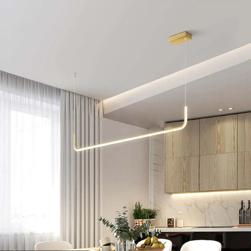 Clen Minimalist Linear Suspension Gold/Black. Living Room