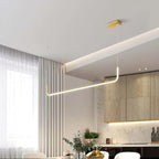 Clen Minimalist Linear Suspension Gold/Black. Living Room