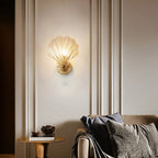 Art Deco Brass Glass Seashell Wall Sconce LED 1-Light