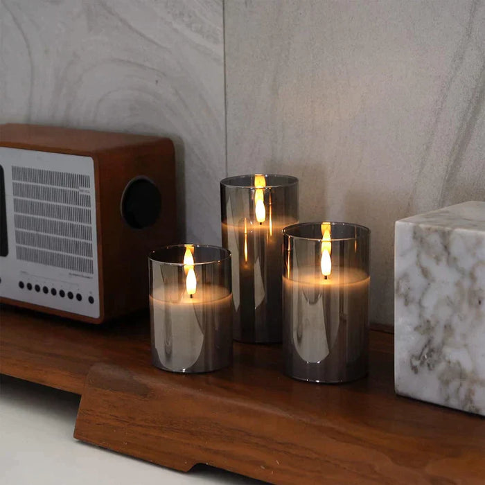 Set of Elegant LED Candles in Glass Tubes