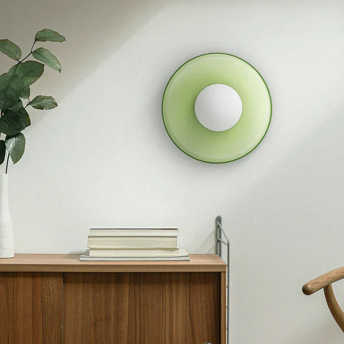 Modern glass ceiling lamp with a shade in minimalist design